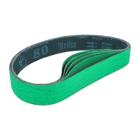 Taśmy pasy ścierne szlifierskie bezkońcowe 760x40mm z cyrkonu ziarnistość P80 5szt. Taśmy pasy ścierne szlifierskie bezkońcowe 760x40mm z cyrkonu ziarnistość P80 5szt.
