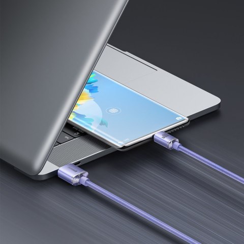 Kabel przewód do szybkiego ładowania i transferu danych USB USB-C 100W 1.2m fioletowy