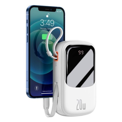 Powerbank z szybkim ładowaniem 20000mAh 20W QC-PD-SCP-FCP kabel Iphone Lightning biały