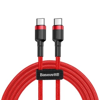 Wytrzymały kabel przewód w oplocie USB-C do USB-C QC3 1m - czerwony