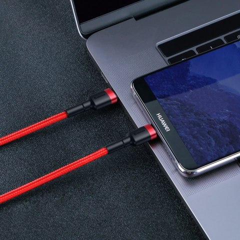 Wytrzymały kabel przewód w oplocie USB-C do USB-C QC3 1m - czerwony
