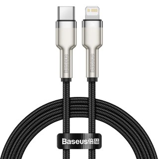 Przewód kabel iPhone USB-C - Lightning Cafule Metal Data Power Delivery 20W 1m - czarny