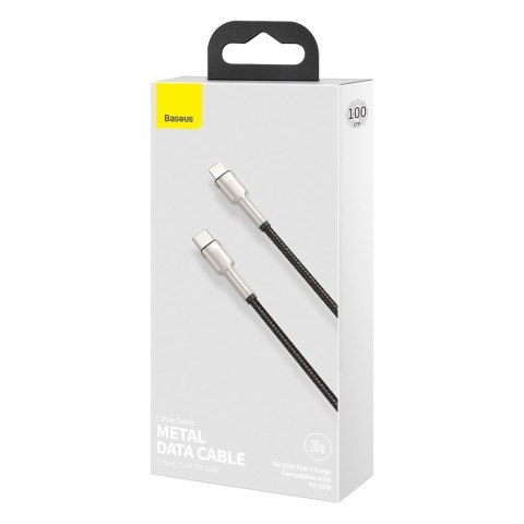 Przewód kabel iPhone USB-C - Lightning Cafule Metal Data Power Delivery 20W 1m - czarny