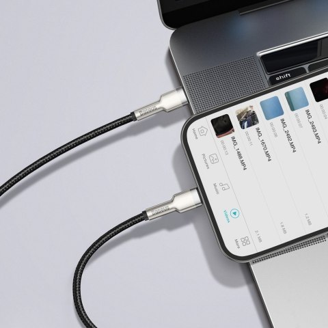 Przewód kabel iPhone USB-C - Lightning Cafule Metal Data Power Delivery 20W 1m - czarny