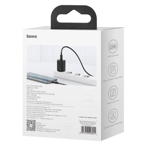 Super szybka ładowarka USB-C 25W Power Delivery Quick Charge - czarny