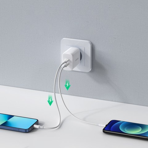 Ładowarka sieciowa do telefonu 2x USB-C 40W Power Delivery biały