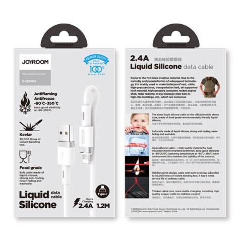 Kabel przewód do iPhone USB - Lightning 2.4A 1.2m biały