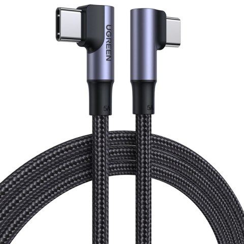 Kątowy kabel przewód w oplocie USB-C Quick Charge PD 100W 2m czarny Kątowy kabel przewód w oplocie USB-C Quick Charge PD 100W 2m czarny