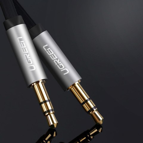Płaski kabel przewód audio AUX 3.5mm mini jack 2m srebrny