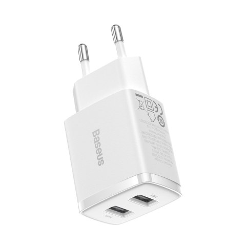 Mała ładowarka sieciowa Compact 2x USB 10.5W biały
