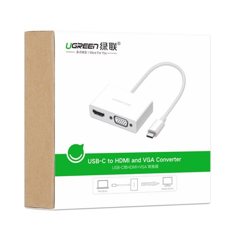 Przejściówka adapter konwerter video USB-C - HDMI VGA biały