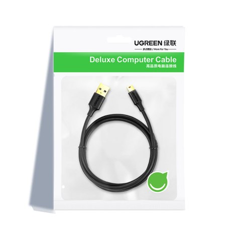 Kabel przewód USB - mini USB 5-pinowy pozłacany 0.5m czarny