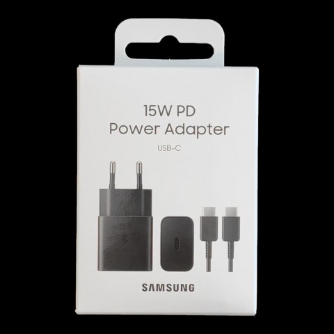 Ładowarka sieciowa USB-C 15W PD AFC + kabel USB-C czarny Ładowarka sieciowa USB-C 15W PD AFC + kabel USB-C czarny