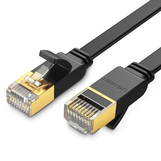 Kabel sieciowy internetowy płaski patchcord U/FTP Cat. 7 10Gb/s 0.5m czarny