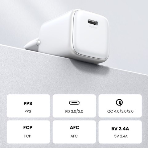 Szybka ładowarka sieciowa GaN 1x USB-C 30W PD Nexode Mini biała