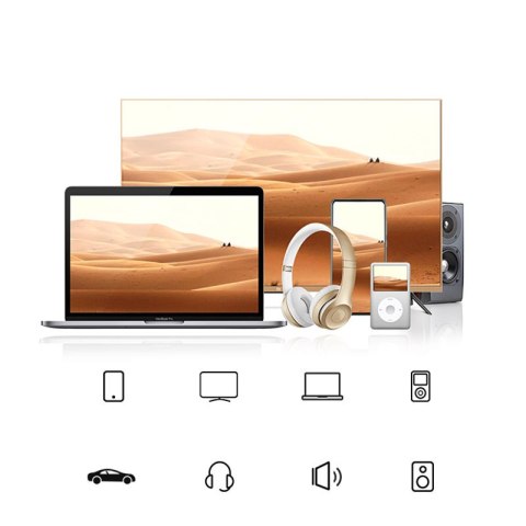Wytrzymały kabel przewód audio AUX w oplocie wtyczka kątowa minijack 3.5 mm 1m niebieski Wytrzymały kabel przewód audio AUX w oplocie wtyczka kątowa minijack 3.5 mm 1m niebieski