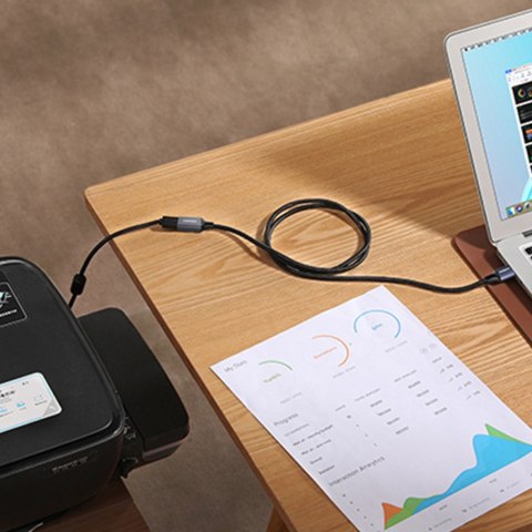 Wytrzymały przedłużacz kabla przewodu USB 3.0 5Gb/s 0.5m szary