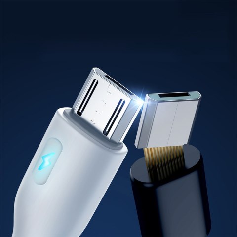 Kabel przewód ze wskaźnikiem LED USB - micro USB 2.4A 2m biały