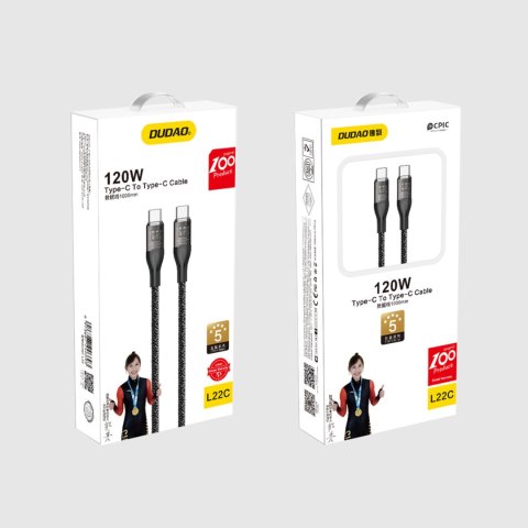 Przewód kabel do szybkiego ładowania USB-C 120W 1m szary Przewód kabel do szybkiego ładowania USB-C 120W 1m szary