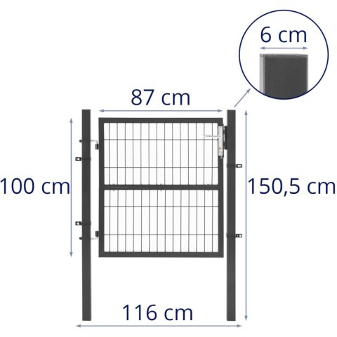 Brama furtka wejściowa ogrodowa ze stali 106 x 100 cm Brama furtka wejściowa ogrodowa ze stali 106 x 100 cm