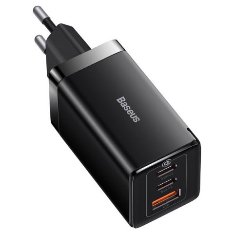 Szybka ładowarka sieciowa GaN 2x USB-C USB 65W + kabel USB-C czarna Szybka ładowarka sieciowa GaN 2x USB-C USB 65W + kabel USB-C czarna
