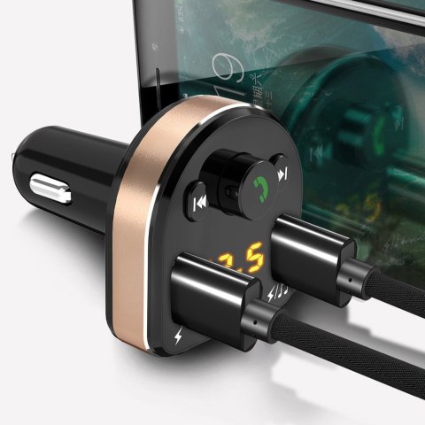 Transmiter FM MP3 Bluetooth ładowarka samochodowa 2x USB czarny
