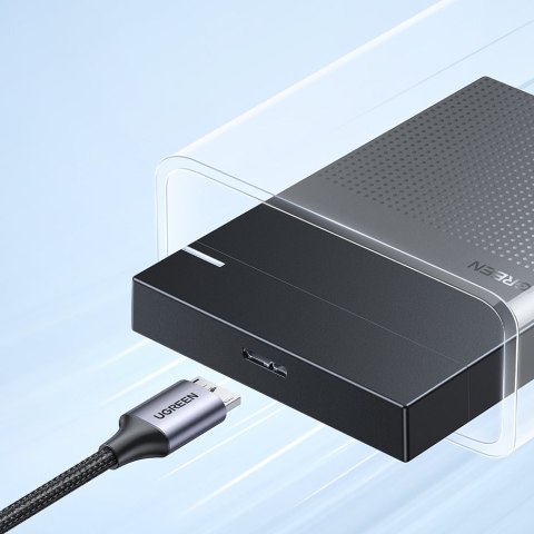 Kabel przewód USB-C - micro USB-B 3.0 3A 0.5m szary