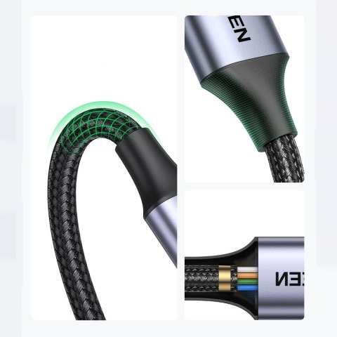 Kabel przewód USB-C - micro USB-B 3.0 3A 0.5m szary
