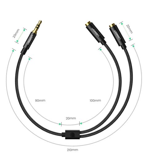 Kabel rozdzielacz audio minijack 3.5 mm - 2x minijack 3.5mm 21cm czarny Kabel rozdzielacz audio minijack 3.5 mm - 2x minijack 3.5mm 21cm czarny
