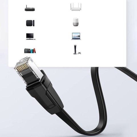 Płaski kabel sieciowy patchcord RJ45 LAN Ethernet Cat. 6 2m czarny