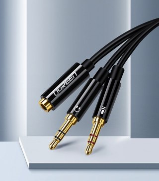 Przejściówka rozdzielacz AUX 3.5 mm mini jack na mikrofon i słuchawki czarny