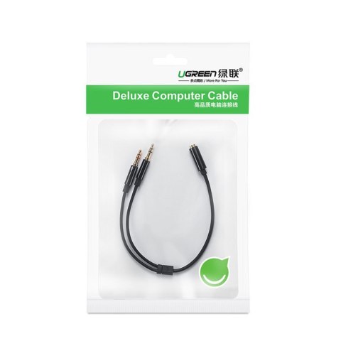 Przejściówka rozdzielacz AUX 3.5 mm mini jack na mikrofon i słuchawki czarny