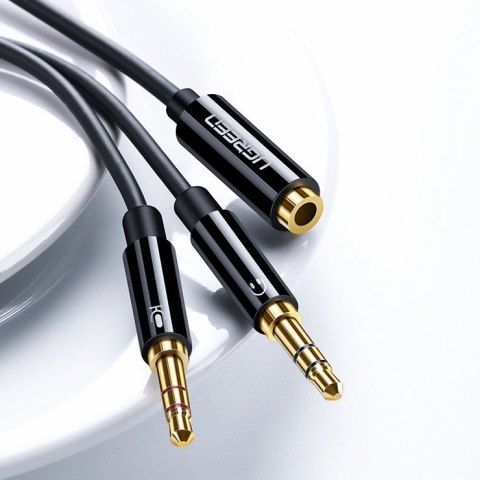 Przejściówka rozdzielacz AUX 3.5 mm mini jack na mikrofon i słuchawki czarny