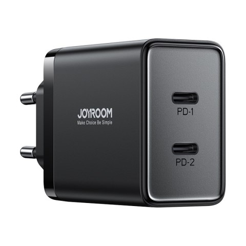 Szybka ładowarka sieciowa 40W 2x USB-C QC PD czarna