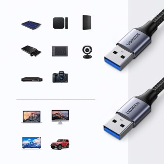 Kabel przewód w oplocie TPE USB 3.0 5Gb/s 1m szary