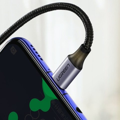 Kątowy kabel przewód USB-C Power Delivery 60W 20V 3A 1m czarno-szary