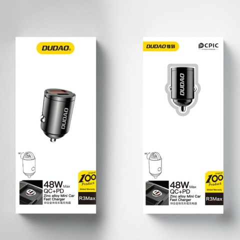 Mini ładowarka samochodowa do gniazda zapalniczki 48W QC PD czarna Mini ładowarka samochodowa do gniazda zapalniczki 48W QC PD czarna