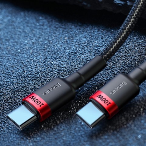 Nylonowy mocny kabel przewód USB-C PD 100W 20V 5A 2m czarny