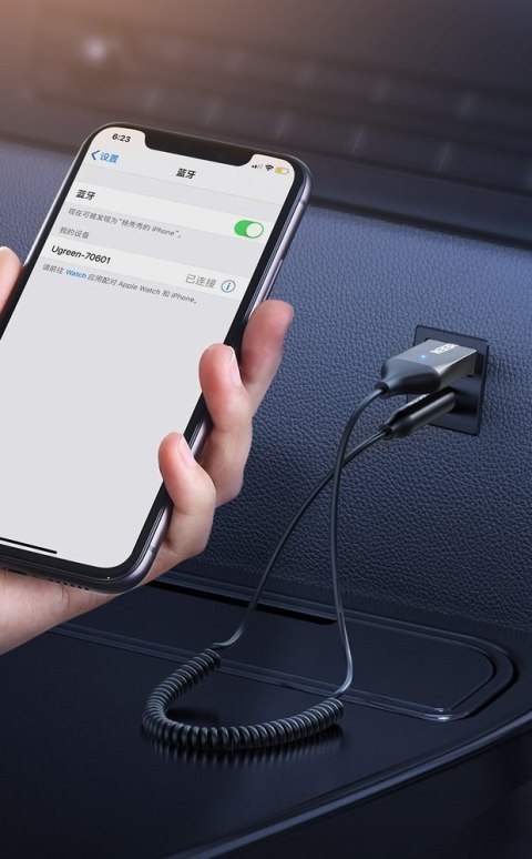 Odbiornik dźwięku adapter audio Bluetooth 5.3 kabel USB AUX jack czarny