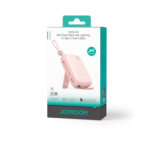 Powerbank Cutie Series 22.5W 20000mAh ze stojakiem USB-A USB-C iPhone różowy