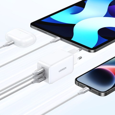 Szybka ładowarka sieciowa GaN 65W USB-A / 2x USB-C biała