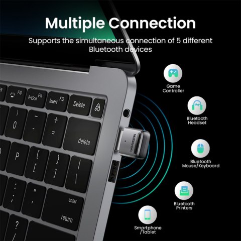 Adapter port Bluetooth 5.0 USB pod Windows 7-11 zasięg 20m czarny