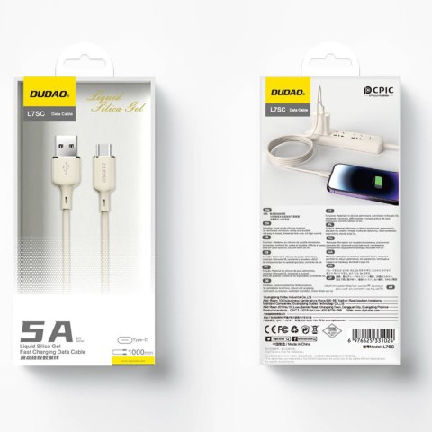 Kabel przewód wzmacniany SR USB-A - USB-C 5A 1m beżowy Kabel przewód wzmacniany SR USB-A - USB-C 5A 1m beżowy