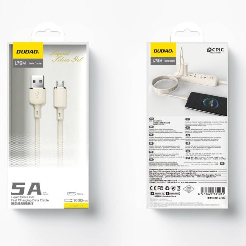 Kabel przewód wzmacniany SR USB-A - microUSB 5A 1m beżowy Kabel przewód wzmacniany SR USB-A - microUSB 5A 1m beżowy