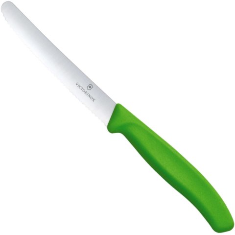 Nóż do pomidorów ząbkowany z zaokrąglonym czubkiem dł. 110/219 mm - zielony Nóż do pomidorów ząbkowany z zaokrąglonym czubkiem dł. 110/219 mm - zielony