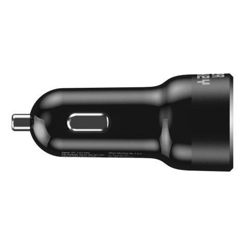 Ładowarka samochodowa 1xUSB-C 1xUSB-A 45W PD QC czarna Ładowarka samochodowa 1xUSB-C 1xUSB-A 45W PD QC czarna