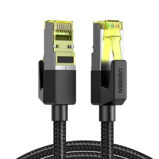 Kabel sieciowy patchcord w oplocie Ethernet RJ45 Cat 7 10Gbps 0.5m - czarny
