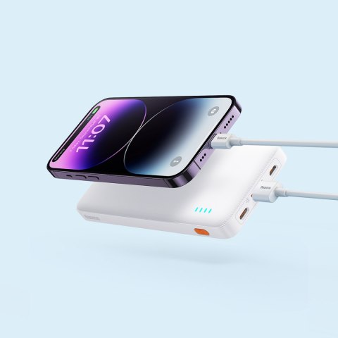 Powerbank Airpow 20W 10000mAh z kablem USB-A - USB-C 30cm - biały