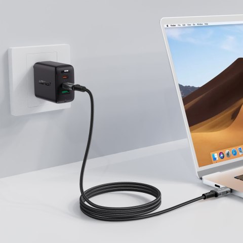 Kabel przewód USB-C USB4 PD3.1 5A do transmisji danych i Video 4K 1m - szaro-czarny Kabel przewód USB-C USB4 PD3.1 5A do transmisji danych i Video 4K 1m - szaro-czarny