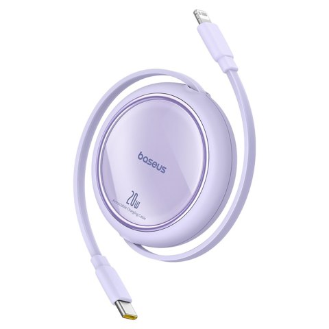 Kabel przewód zwijany Free2Pull USB-C - iPhone Lightning 20W 1m - fioletowy